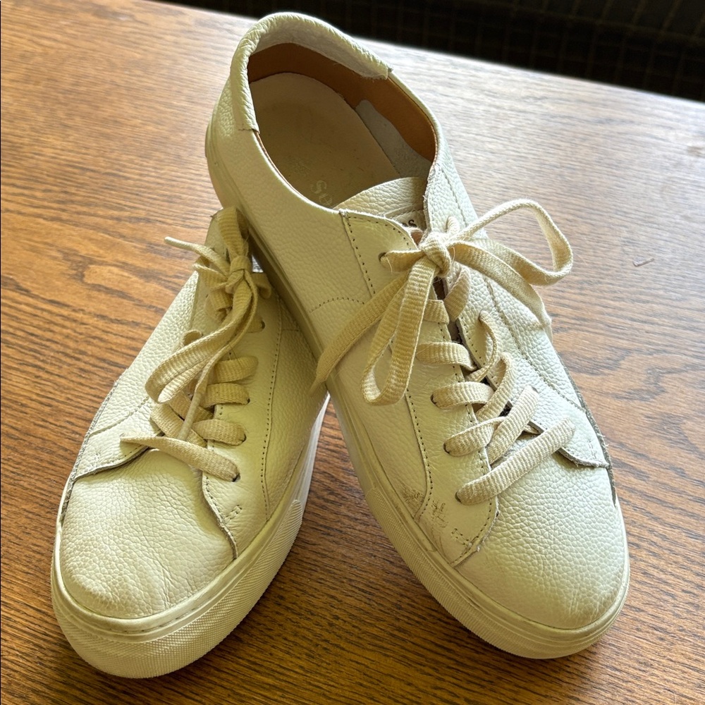 Soludos Ibiza Leather Sneakers White Size 10 EUC